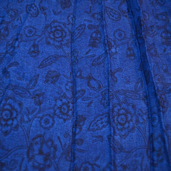 xhiliration y2k blue peasant sheath dress w black floral print szM - Picture 4 of 14